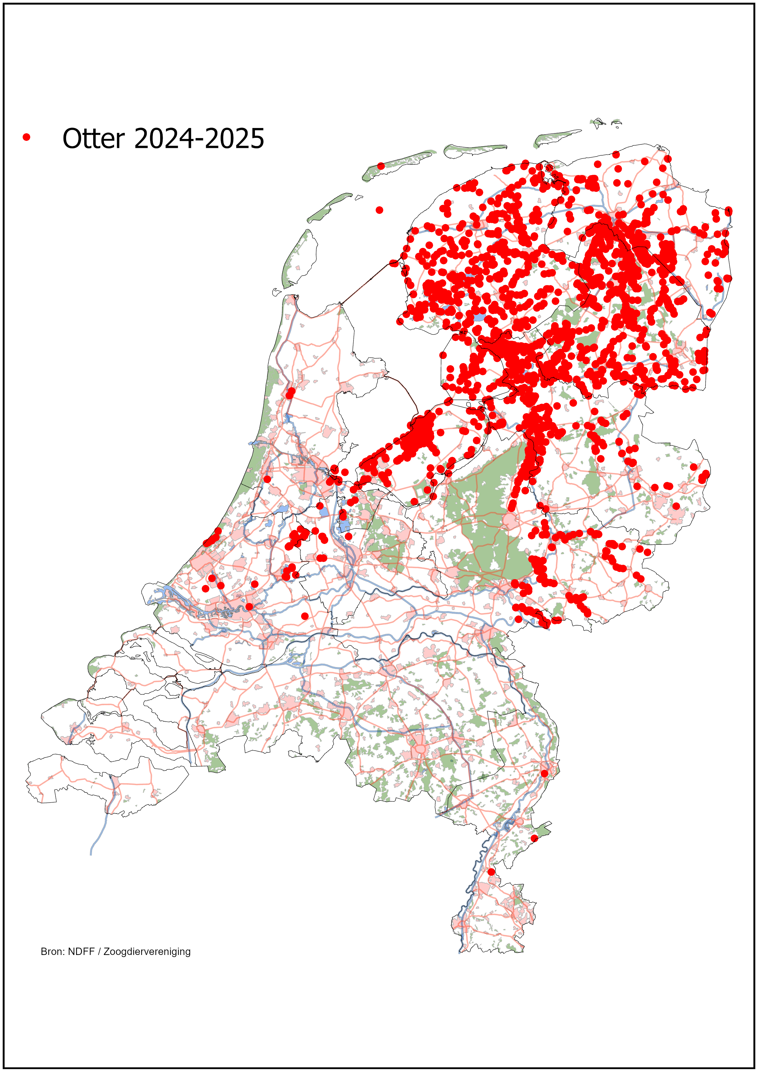 Verspreiding otter in Nederland 2024-2025